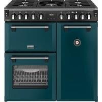 Stoves Richmond DX 90DF 90cm Dual Fuel Range Cooker - Deep Marine - A Rated, Green