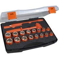 Insulated Tools Ltd 03095 1/2 inch Drive 19 Piece Socket Set, Orange, Set of 19