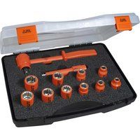 Insulated Tools Ltd 03100 1/2 inch Drive 12 Piece Socket Set, Orange, Set of 12