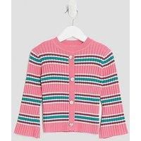 River Island Mini Girls Knitted Striped Cardigan - Pink