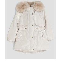 River Island Older Girls Faux Fur Hooded Coat - Beige