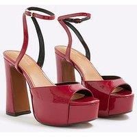 River Island Patent Platform Heeled Sandals - Red
