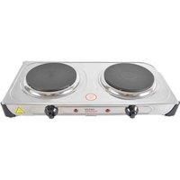 Kitchen Perfected 2000w Double Hotplate / Cast Iron Hotplate / Variable Heat Setting / Overhead Protection / Corrosion Resistant / Non-slip Rubber Feet / Easy Clean Finish / E4203SS / Stainless Steel