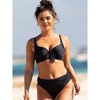Pour Moi£ Women's Azure Fold Over Ruched Brief Bikini Bottoms, Black. 10 UK