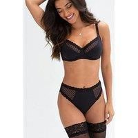 Pour Moi Brief Knickers Luxe Linear High Leg Womens Lingerie Black/Blush 18905
