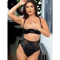 Pour Moi For Your Eyes Only High Waist Crotchless Knicker - Black