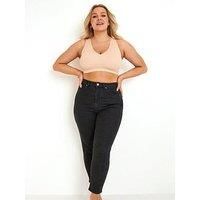 Pour Moi Denim High Waist Mom Jean - Black