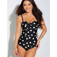 Pour Moi Santa Monica Strapless Black/White Tummy Control Swimsuit 10-20
