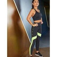 Pour Moi Energy Logo Elastic Legging Size 16 Grey Melange/Lime High Waist