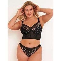 Pour Moi Gigi Brazilian Brief 20114 Mid Rise Sheer Lace Knickers Black/Rose Gold