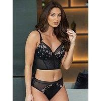 Pour Moi Gigi High Leg Brief 20115 High Rise Sheer Mesh Knickers Black/Rose Gold