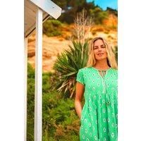 Woodblock Floral Knee Length Dress