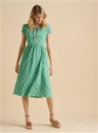 Woodblock Floral Knee Length Dress