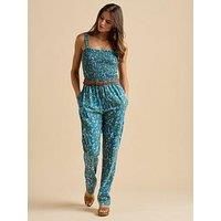 Teal Shoreline Meadow Jumpsuit