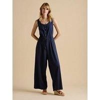 Embroidery Drawstring Tie Jumpsuit