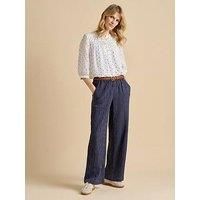 Brakeburn Wide Leg Stripe Trouser - Navy