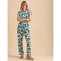 Brakeburn Women's Woodland Leaves Trouser in Teal | Size: 18