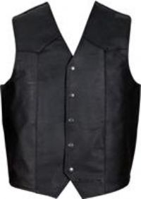 Duchinni Classic Leather Motorbike Motorcycle Waistcoat - Black