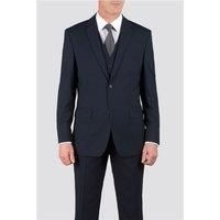 Jeff Banks Navy Plain Wool Blend Regular Fit Travel Men's Suit Jacket