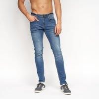 Duck and Cover Men's Tranfold Faded Abraised Stretch Slim Fit Jeans (34W x 32L, Stonewash)