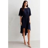 Navy Asymmetric Hem Mini Dress