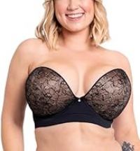 Curvy Kate Womens Hey Girls Superplunge Strapless Multiway Plunge Bra, Black/Latte, 30FF UK