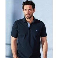 Savile Row Company Men's Classic Fit Navy Blue Cotton Short Sleeve Polo Shirt