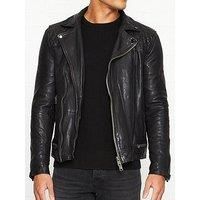 AllSaints Conroy Leather Biker Jacket, Black/Ink, (XS) X-Small, BNWT, RRP £369