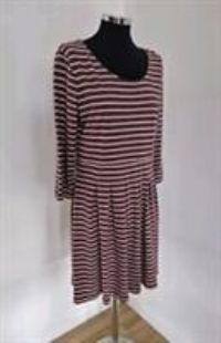 FAT FACE SKATER DRESS SIZE 16 KEW PLUM MIX STRIPE PRINT JERSEY COTTON MIDI NEW - 16 Regular