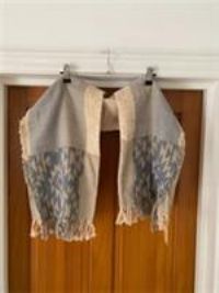 Fat Face Geo Jacquard Square Scarf Beige & Blue 100% Cotton India Aztec BNWT NEW