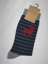 BNWT FAT FACE Mens Striped Stag Socks Navy Blue  Size 6.5 - 9