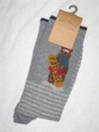 BNWT FAT FACE Mens Snowboarding Bear Striped Socks Grey  Size 6.5 - 9