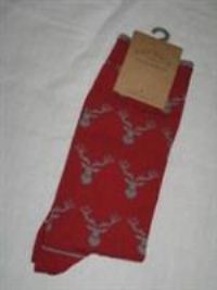 BNWT FAT FACE Mens Multi Stag Head Socks Red Size 6.5 - 9