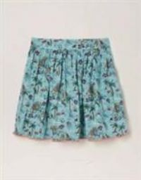 FatFace Resort Print Woven Skirt Blue Light Aqua 6-7 Years RRP £18