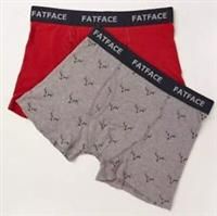 BNWT New 2 Pair Fat Face Cotton Boxers Shorts XS 30" 1 Plain 1 Rudolph Stag Head - XS Regular