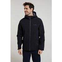 Mountain Warehouse Exodus Mens Softshell Jacket - Breathable & Water Resistant Rain Coat with Adjustable Fit & Side Pockets - For Autumn, Walking, Hiking & Travel Black XS