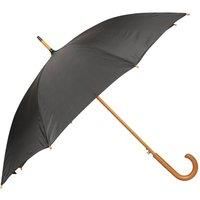 Mountain Warehouse Classic Umbrella - Plain – Extra Protection Patio Brolly, Stylish Sun Umbrella, Lightweight, Curved Wooden Handle Garden Umbrella –For Picnics Black