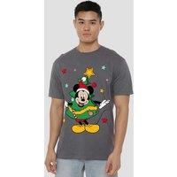 Mickey Mouse Men's Christmas Tree T-Shirt Charcoal | Size: Large
