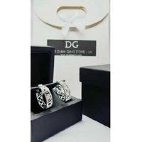 Round Cut Hollow Hoop Earrings - White Gold