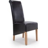 2 x Shankar Krista Roll Back Bonded Leather Black Dining Chairs