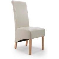 KRISTA ROLL BACK BONDED LEATHER CREAM DINING  CHAIRS x 2 (a pair)