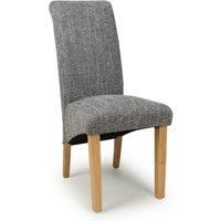 2 x Shankar Karta Scroll Back Tweed Grey Dining Chairs