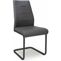 4 x Shankar Cordoba Leather Effect Grey Dining Chairs
