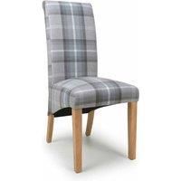 Shankar 2 x Karta Scroll Back Check Grey Dining Chairs