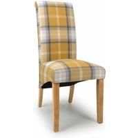 Shankar 2 x Karta Scroll Back Check Yellow Dining Chairs