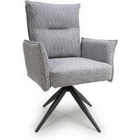 Shankar 2 X Brunswick Textured Chenille Effect Light Grey Swivel Chairs, Grey