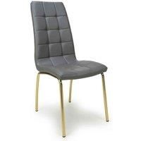 Shankar 2 X Jenner Leather Effect Grey/Gold Dining Chairs