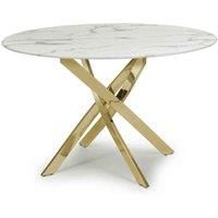 Shankar Astoria Round White/Gold Dining Table, White