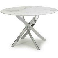 Shankar Astoria Round White/Silver Dining Table, White