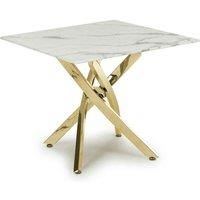 Shankar Astoria Square White/Gold End Table, White